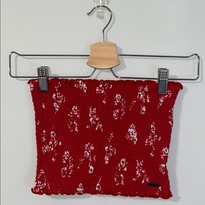 Hollister Red Floral Tube Top
